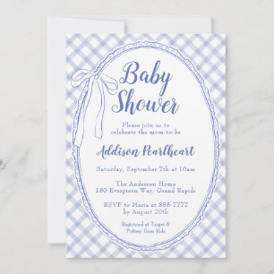 Invitation 004 Indigo Bleu Broderie Anglaise Vichy Baby Showe
