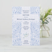 Invitation 004 Indigo Colombe Botanique Croisé Gingham Baptêm (Debout devant)