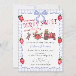 Invitation 004 Indigo Gingham Berry Sweet Fête de Naissance p