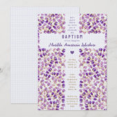Invitation 004 Indigo Vitrail Gingham Baptême (Devant / Derrière)
