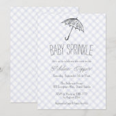 Invitation 004 Parapluie Moderne Bébé Sprinkle Gingham (Devant / Derrière)