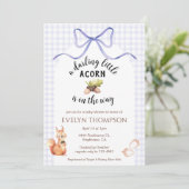 Invitation 005 Iris Cute Squirrel Acorn Gingham Baby Shower (Debout devant)