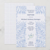 Invitation 005 Iris Dove Botanique Croisé Gingham Baptême (Devant / Derrière)