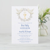 Invitation 005 Iris Dove & Chalice Gingham 1ère Communion (Debout devant)