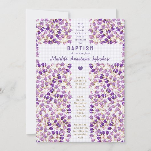 Invitation 005 Iris Jardin de Verre Cathédrale Gingham Baptêm (Devant)