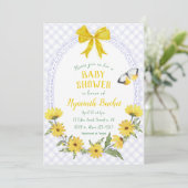 Invitation 005 Iris Jaune Daisy Noeud Gingham Baby Shower (Debout devant)