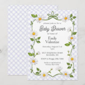 Invitation 005 Iris Lavender Floral Daisy Plaid Baby Shower (Devant / Derrière)