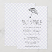 Invitation 005 Iris Parapluie Moderne Gingham Baby Sprinkle (Devant / Derrière)