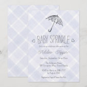 Invitation 005 Iris Plaid Umbrella Baby Sprinkle Shower (Devant / Derrière)