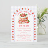 Invitation 005 Iris Rose Gâteau Fraise Baby Shower (Debout devant)