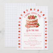 Invitation 005 Iris Rose Gâteau Fraise Baby Shower (Devant / Derrière)