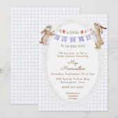 Invitation 005 Iris Violet Lapin Doux Gingham Baby Shower (Devant / Derrière)
