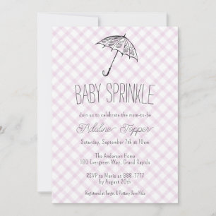 Invitation 006 Parapluie Moderne Gingham Bébé Sprinkle