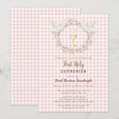 Invitation 007 Colombe Rouge & Calice Gingham Première Commun (Devant / Derrière)