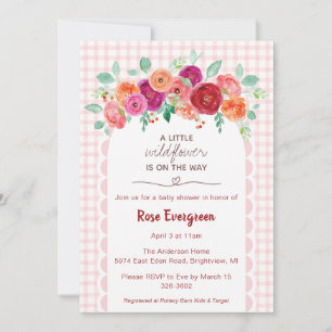 Invitation 008 Fard à joues aquarelle Baby Shower Fleur sauva