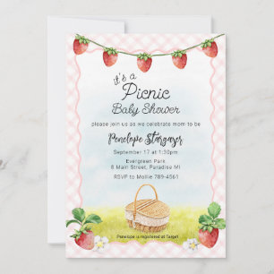 Invitation 008 Fête Prénatale Bébé Pique-Nique Rose Fard à Jo