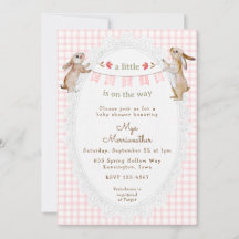 008 Rose Pâle Douce Lapine à Carreaux Baby Shower