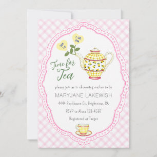Invitation 009 Baby Shower Fuchsia Mignardise Gingham Thé dan