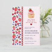 Invitation 009 Cupcake Baby Shower Fuchsia Rose Baie Patch (Debout devant)