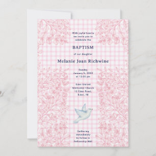 Invitation 009 Fuchsia Colombe Botanique Croisé Gingham Baptê