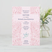 Invitation 009 Fuchsia Colombe Botanique Croisé Gingham Baptê (Debout devant)