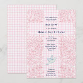 Invitation 009 Fuchsia Colombe Botanique Croisé Gingham Baptê (Devant / Derrière)