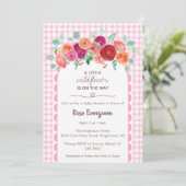 Invitation 009 Fuchsia Rose Pâle Aquarelle Fête de Naissance  (Debout devant)
