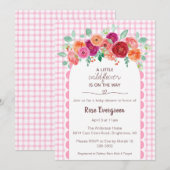 Invitation 009 Fuchsia Rose Pâle Aquarelle Fête de Naissance  (Devant / Derrière)