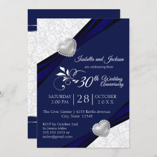 Invitation 00e anniversaire de coeur Conception - Marine et B