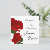 Invitation 00e anniversaire Fleurs de rose blanche (Debout devant)