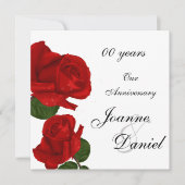 Invitation 00e anniversaire Fleurs de rose rouges (Devant)