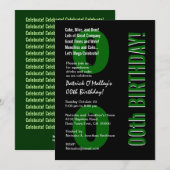 Invitation 00e anniversaire moderne Métallique vert et noir (Devant / Derrière)