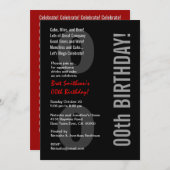 Invitation 00e style moderne Anniversaire Noir Blanc Rouge (Devant / Derrière)