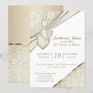 Invitation 00ème Anniversaire Crème Ivoire Vintage
