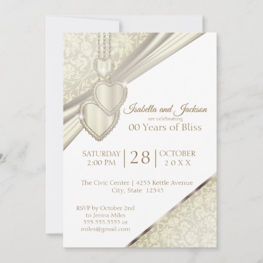 Invitation 00ème Vintage Crème Ivoire Anniversaire (Devant)