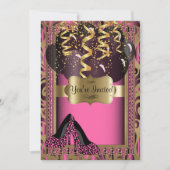 Invitation 00th Léopard rose de talons hauts de la fête (Devant)