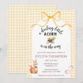 Invitation 010 Amber Cute Squirrel Acorn Gingham Baby Shower (Devant / Derrière)