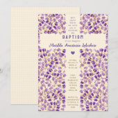 Invitation 010 Ambre Vitrail Gingham Baptême Jardin (Devant / Derrière)