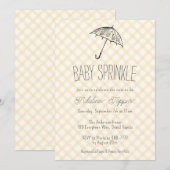 Invitation 010 Parapluie Moderne Gingham Baby Sprinkle (Devant / Derrière)