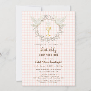 Invitation 011 Calice Gingham Terracotta Première Communion