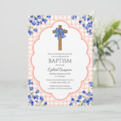 Invitation 011 Fleur de terre cuite Croix rustique Design Bap (Debout devant)