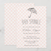 Invitation 011 Parapluie Gingham Bébé Terracotta Sprinkle (Devant / Derrière)