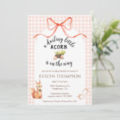 Invitation 011 Terracotta Squirrel Acorn Gingham Baby Shower (Debout devant)