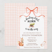 Invitation 011 Terracotta Squirrel Acorn Gingham Baby Shower (Devant / Derrière)