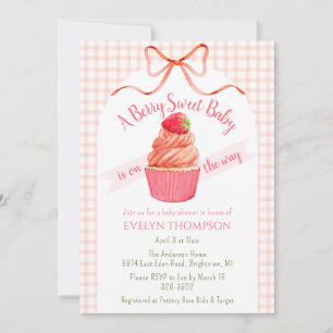 Invitation 011 Terre cuite Douce Baie Fête de bébé Fraise