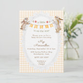 Invitation 012 Copper Orange Douce Lapin Gingham Baby Shower (Debout devant)
