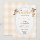 Invitation 012 Copper Orange Douce Lapin Gingham Baby Shower (Devant / Derrière)