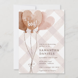 Invitation 013 Ballon en forme de cœur en chocolat Baby Showe