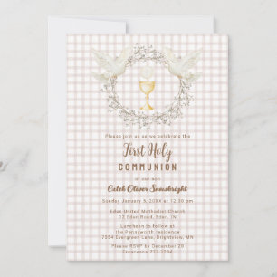 Invitation 013 Chocolate Dove & Chalice Gingham Première Comm