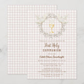Invitation 013 Chocolate Dove & Chalice Gingham Première Comm (Devant / Derrière)